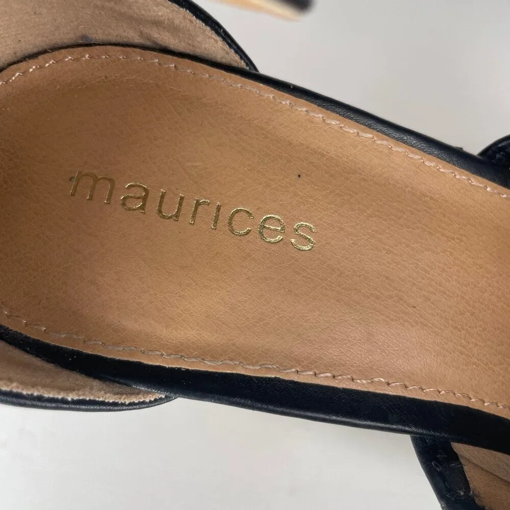 Maurices Jeanie Perforated Block Heel Sandals Black Size 9 Gothic Boho
